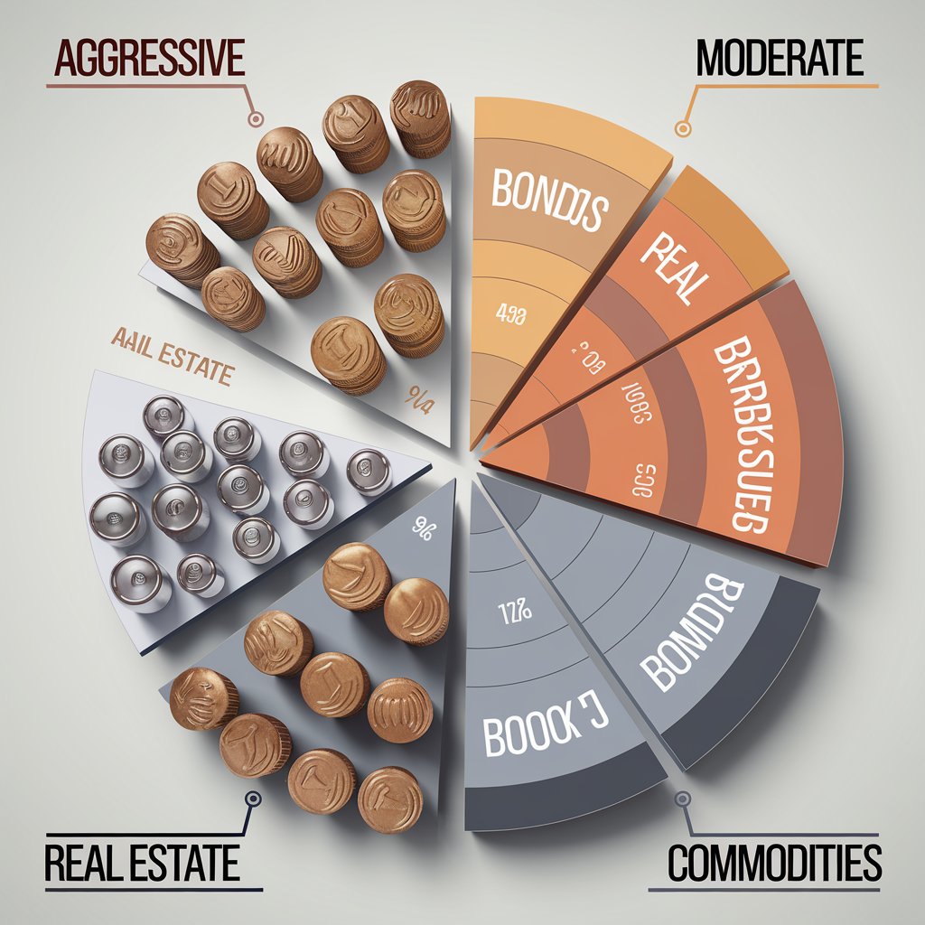 A bar graph or pie chart showing the asset allocation breakdown for aggressive, moderate, and conservative investors.