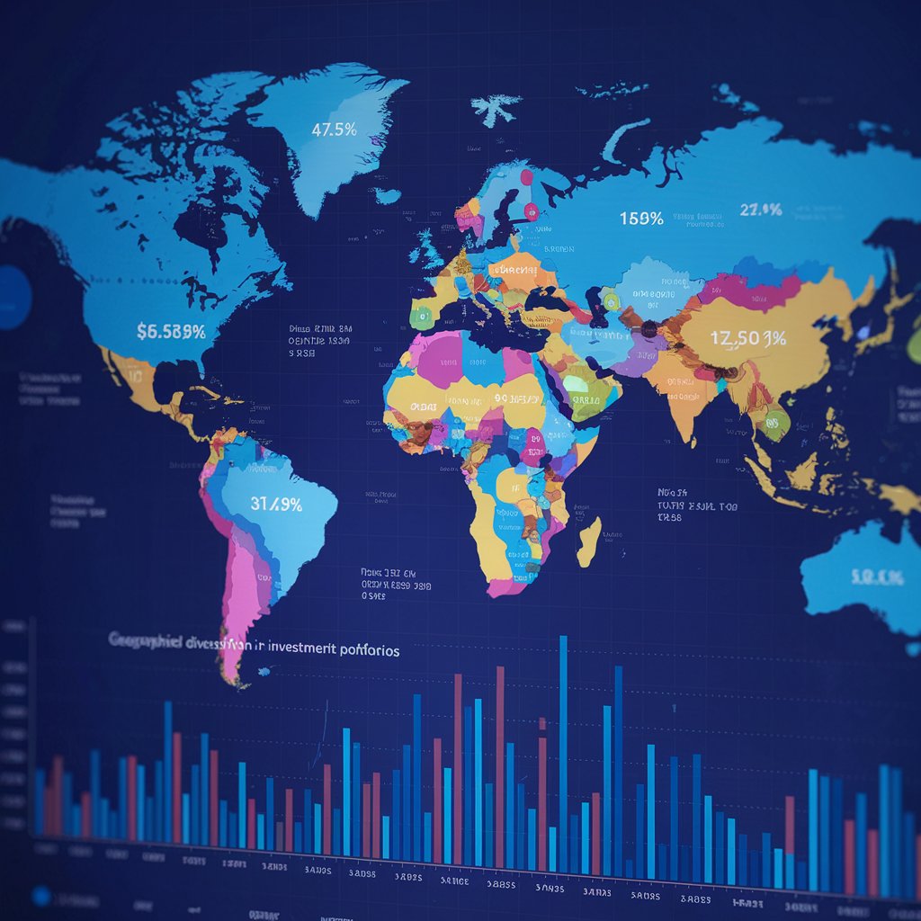 A world map with financial market data overlaid, symbolizing geographical diversification.
