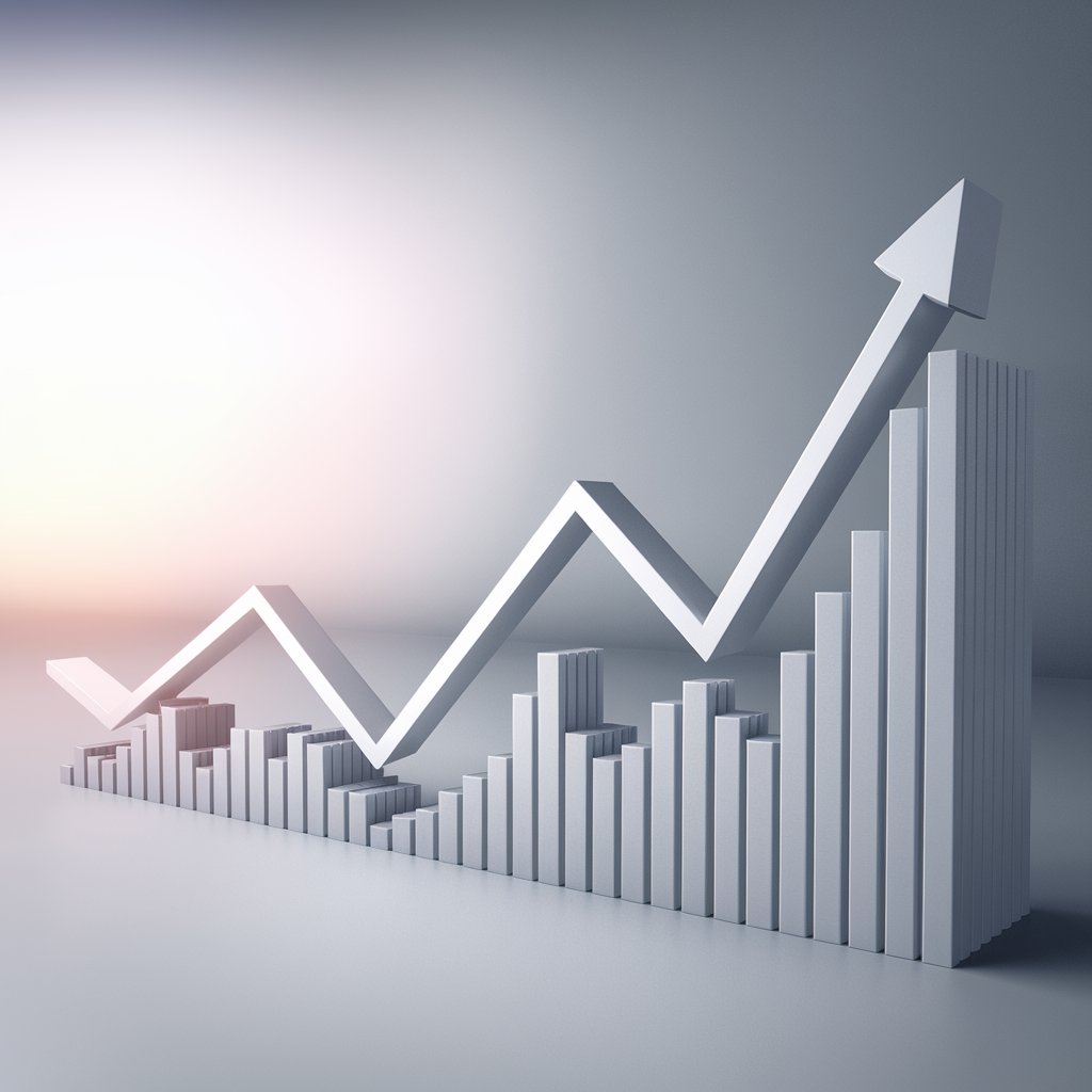 A visual representation of compound interest with a growing investment graph over time.